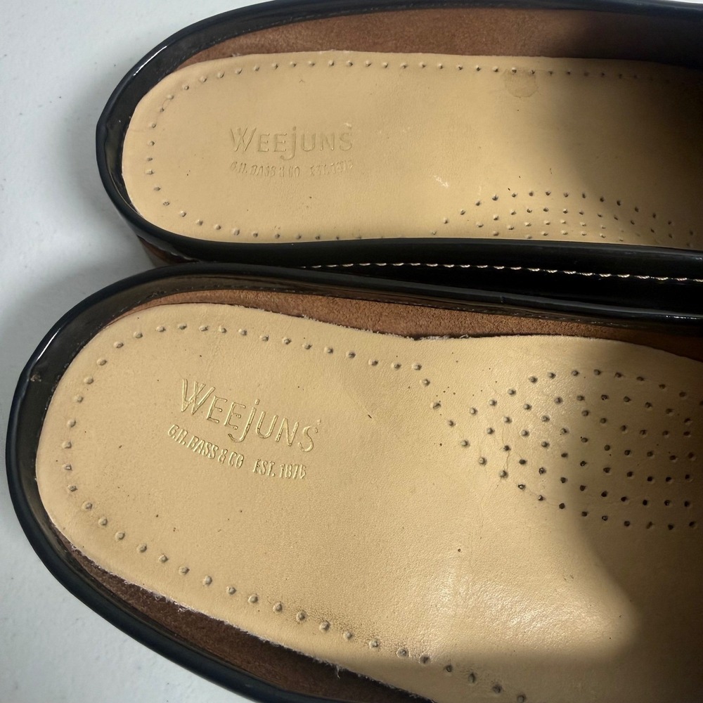 GH Bass Weejuns Penny Loafer Mules Womens 10 Black Patent Leather Preppy Slip On - Picture 5 of 8